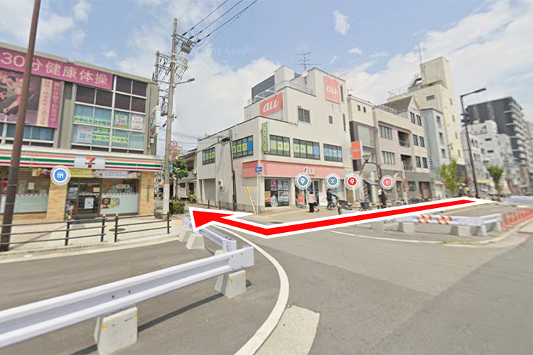 千鳥橋駅から施設までの道順②（建物周辺のルート）